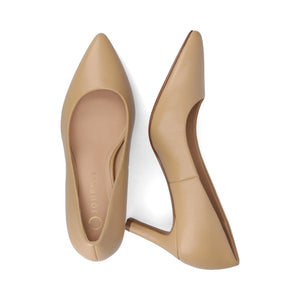 SCYLEE STILETTO PUMP HEELS IN VEGAN LEATHER - Tan PU