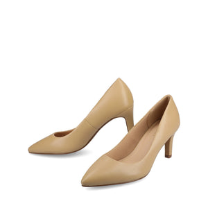 SCYLEE LEATHER STILETTO HEELS IN WIDE - Tan PU