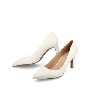 SCYLEE STILETTO PUMP HEELS IN VEGAN LEATHER - White PU
