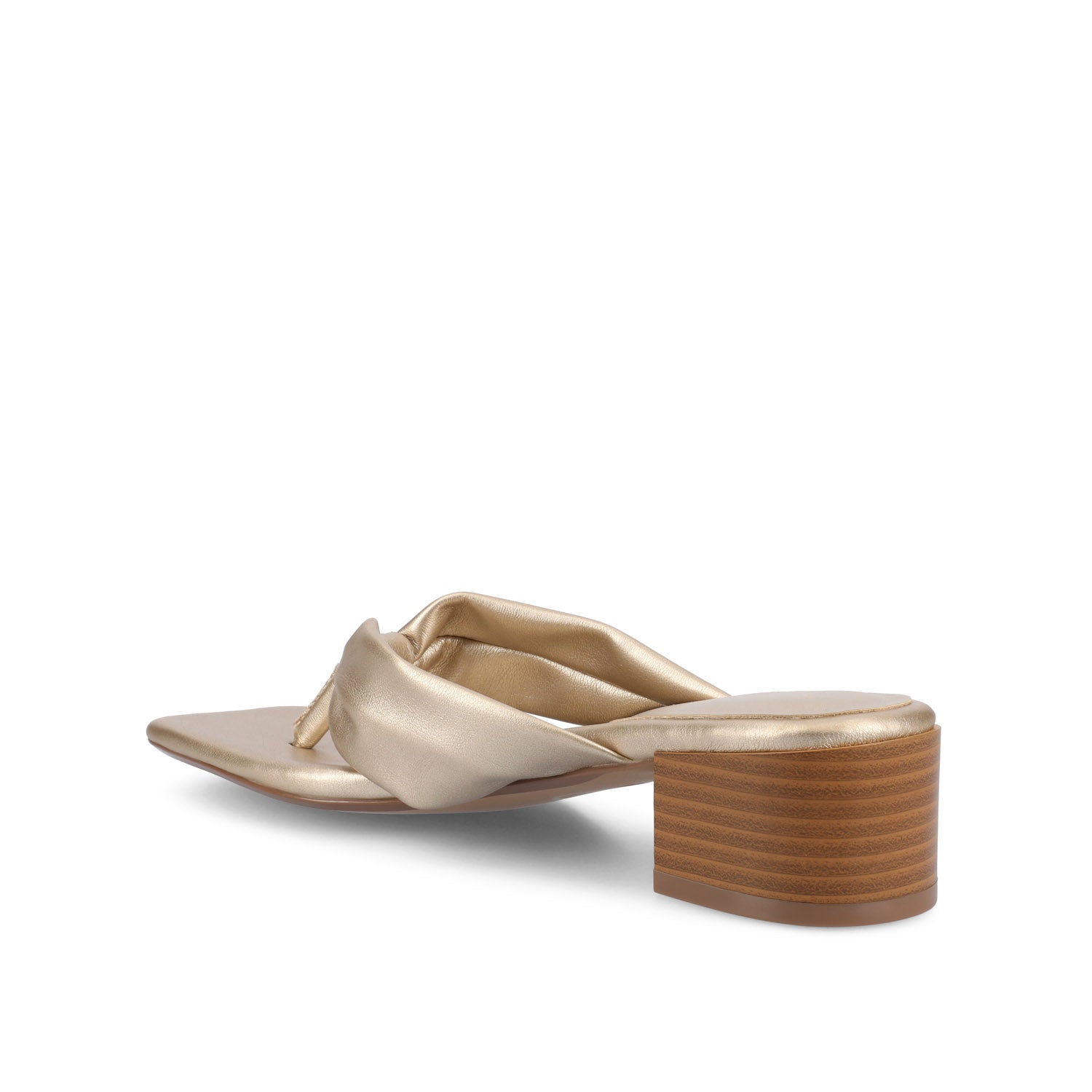SEELAH BLOCK HEELED SANDALS IN VEGAN LEATHER - Champagne