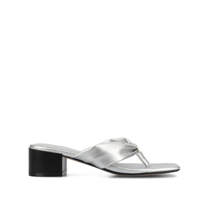 SEELAH BLOCK HEELED SANDALS IN FAUX LEATHER