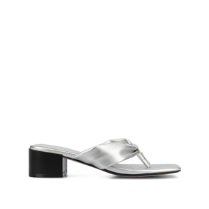 SEELAH BLOCK HEELED SANDALS IN VEGAN LEATHER - Silver