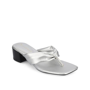 SEELAH BLOCK HEELED SANDALS IN VEGAN LEATHER - Silver