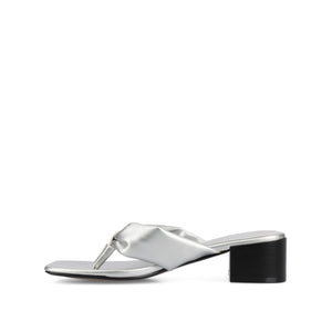 SEELAH BLOCK HEELED SANDALS IN VEGAN LEATHER - Silver