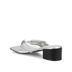 SEELAH BLOCK HEELED SANDALS IN VEGAN LEATHER - Silver