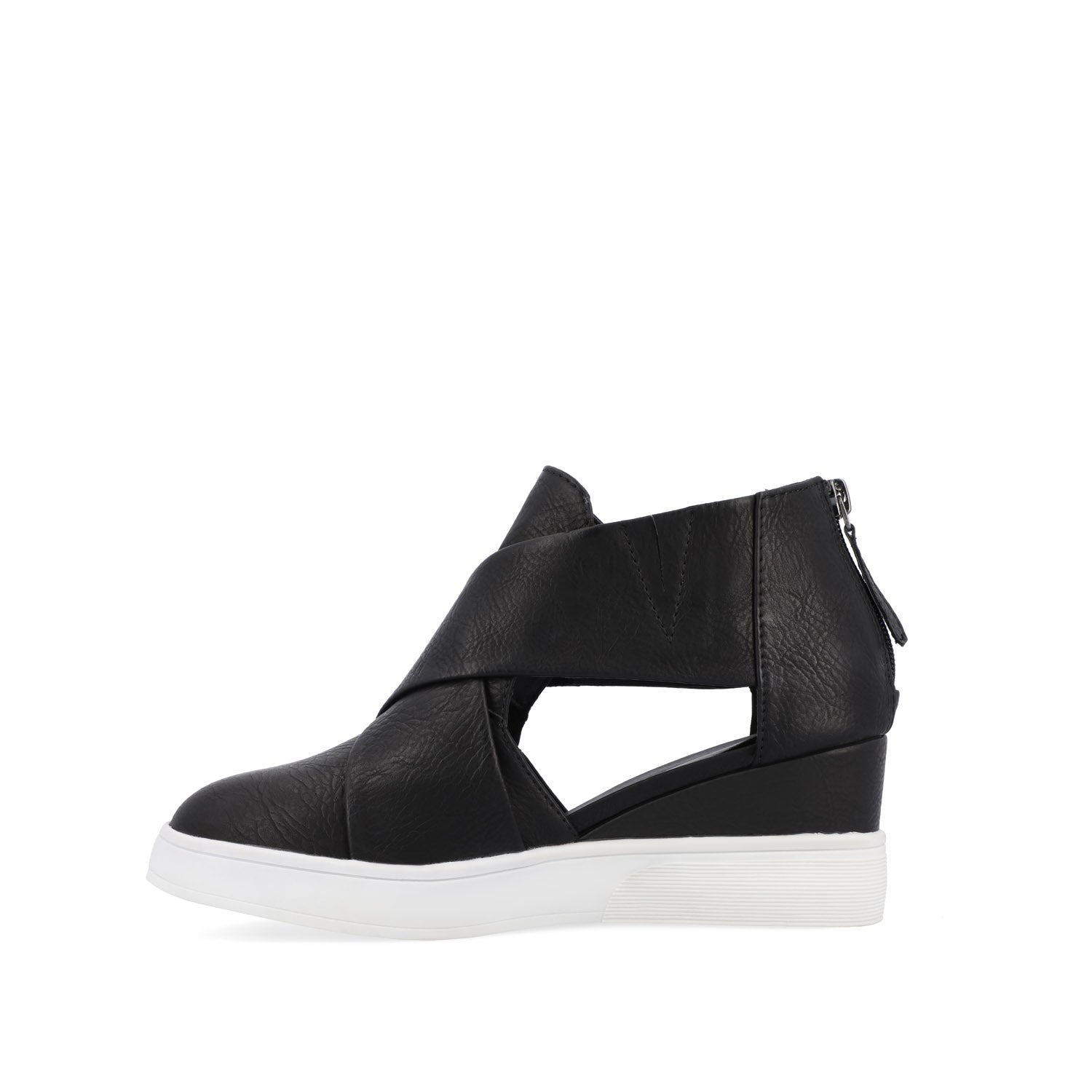 SEENA WEDGE SNEAKERS IN VEGAN LEATHER - Black