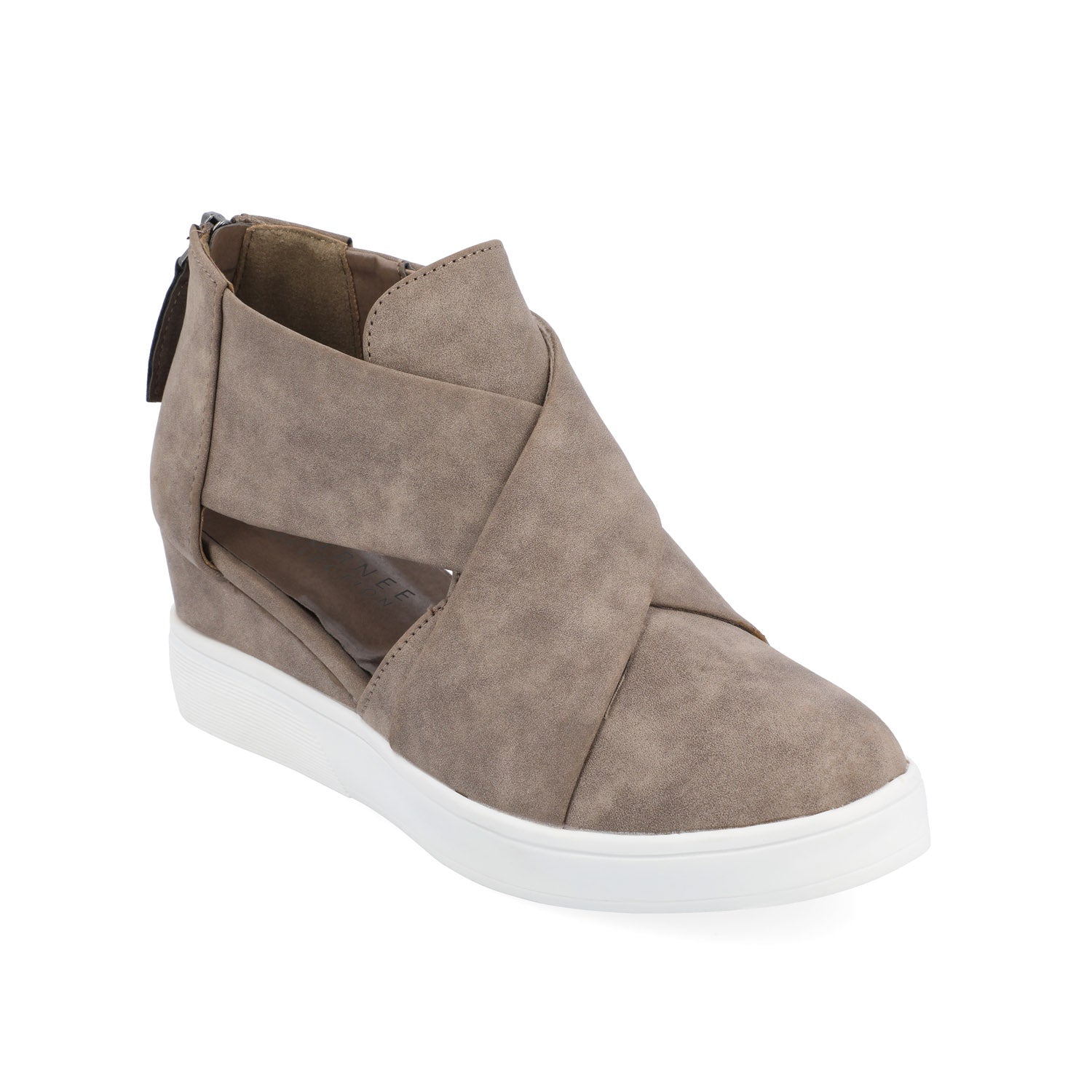 SEENA WEDGE SNEAKERS IN VEGAN LEATHER - Taupe
