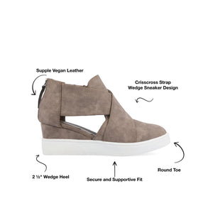 SEENA WEDGE SNEAKERS IN VEGAN LEATHER - Taupe
