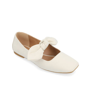 SERALINN BALLET MARY JANE FLATS IN FABRIC - Beige