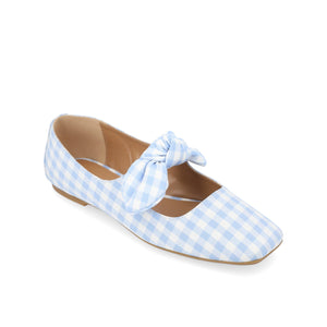 SERALINN BALLET MARY JANE FLATS IN FABRIC - Blue Plaid 2