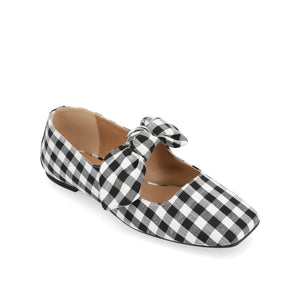 SERALINN BALLET MARY JANE FLATS IN FABRIC - Black Plaid 2