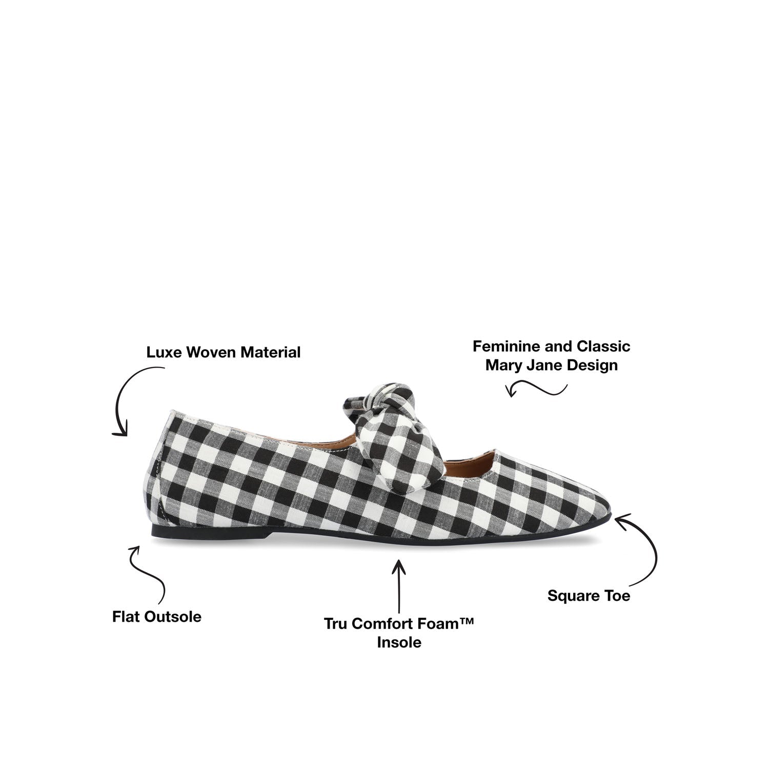 SERALINN BALLET MARY JANE FLATS IN FABRIC - Black Plaid 2