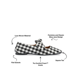 SERALINN BALLET MARY JANE FLATS IN FABRIC - Black Plaid 2