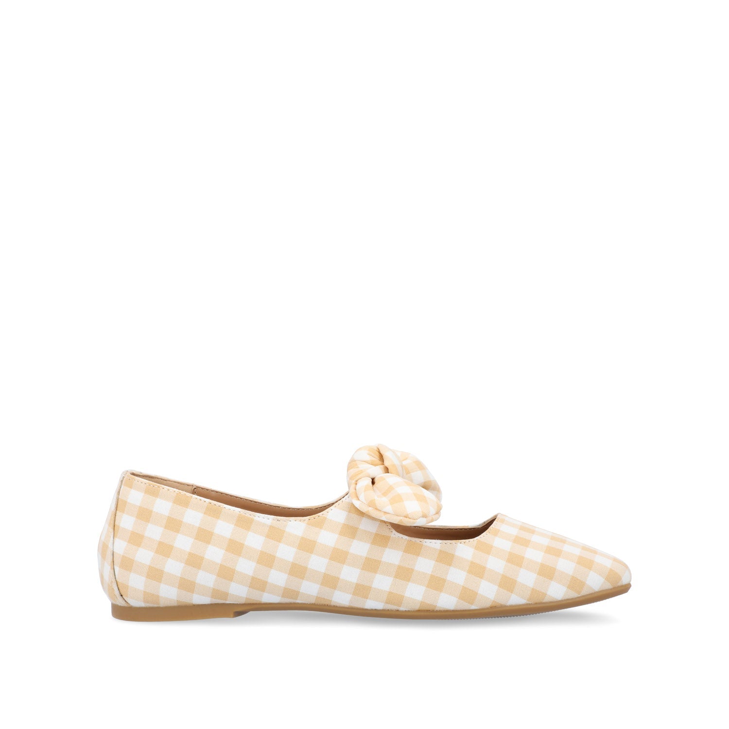 SERALINN BALLET MARY JANE FLATS IN FABRIC - Tan Plaid 2