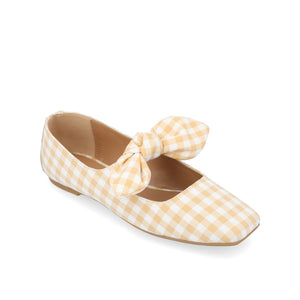 SERALINN BALLET MARY JANE FLATS IN FABRIC - Tan Plaid 2