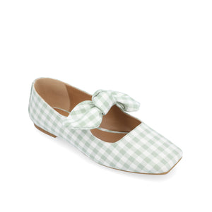SERALINN BALLET MARY JANE FLATS IN FABRIC - Sage Plaid 2