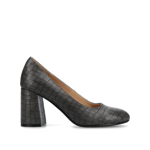 SERAPHINA BLOCK HEEL PUMPS - Croco Charcoal