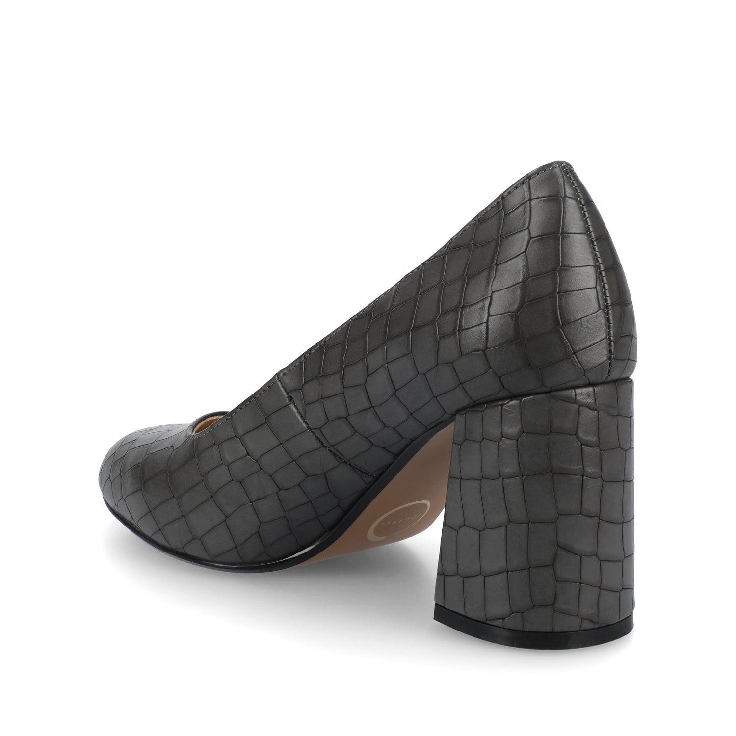 SERAPHINA BLOCK HEEL PUMPS - Croco Charcoal