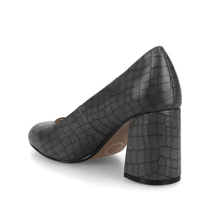 SERAPHINA BLOCK HEEL PUMPS - Croco Charcoal
