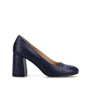 SERAPHINA BLOCK HEEL PUMPS - Croco Blue