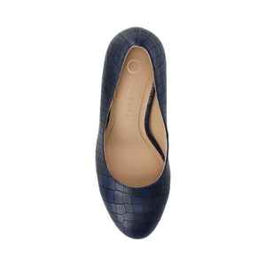 SERAPHINA BLOCK HEEL PUMPS - Croco Blue