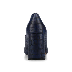 SERAPHINA BLOCK HEEL PUMPS - Croco Blue