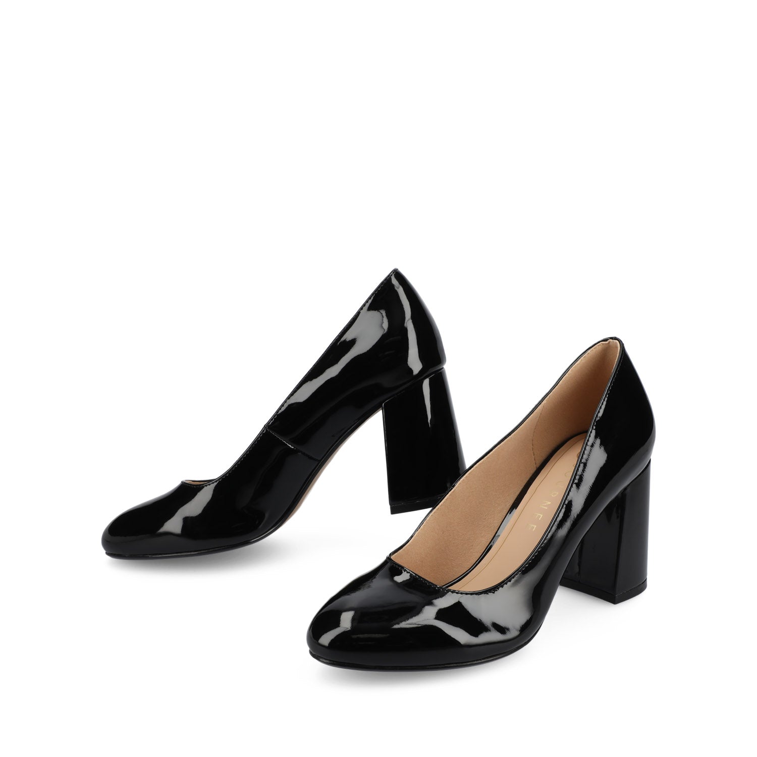 SERAPHINA BLOCK PUMP HEELS - Black Patent