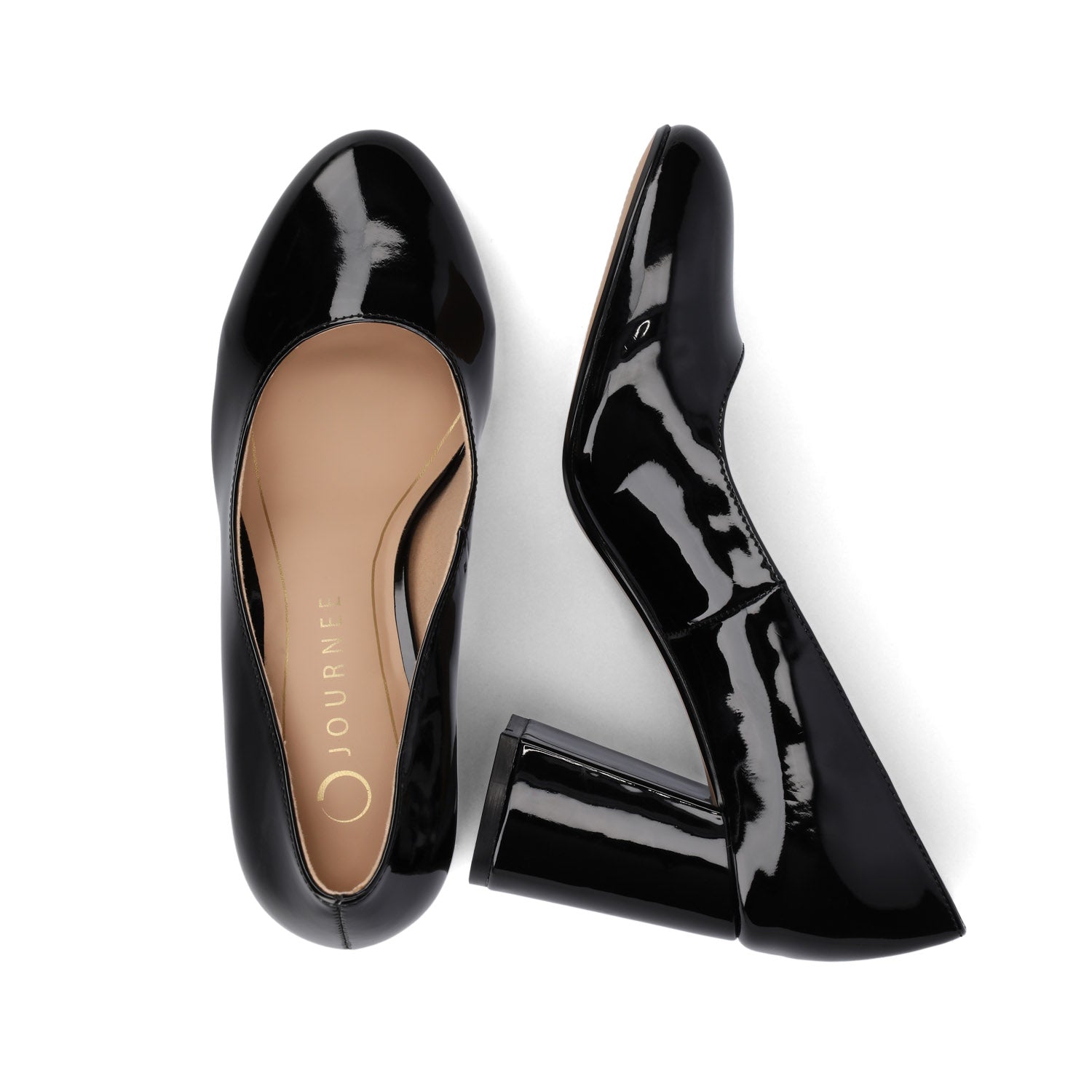 SERAPHINA BLOCK PUMP HEELS - Black Patent