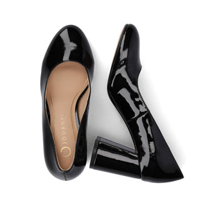 SERAPHINA BLOCK PUMP HEELS - Black Patent