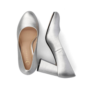 SERAPHINA BLOCK PUMP HEELS - Silver PU