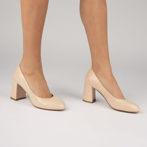 SERAPHINA BLOCK HEEL PUMPS - Croco Charcoal
