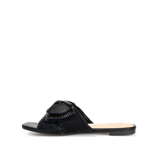 SERLINA PLEATED SLIDE SANDALS IN FOIL