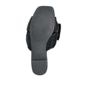 SERLINA PLEATED SLIDE SANDALS IN FOIL - Black