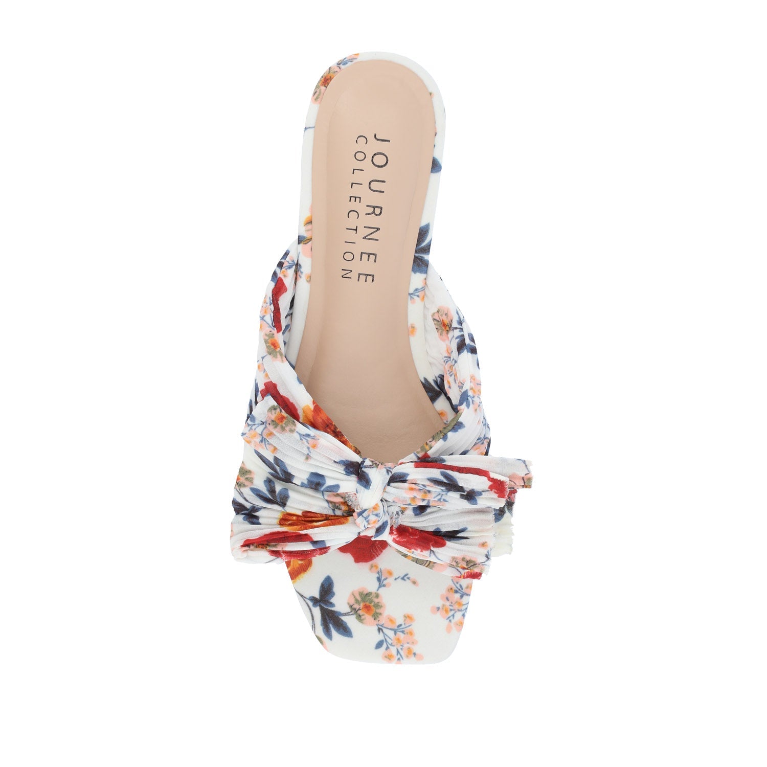 SERLINA PLEATED SLIDE SANDALS IN WIDE - Dark Floral Fabric