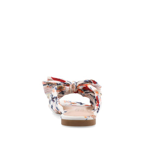 SERLINA PLEATED SLIDE SANDALS IN FOIL - Dark Floral Fabric