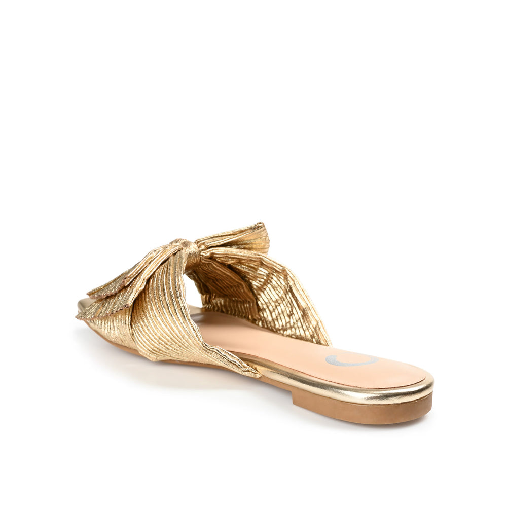 SERLINA PLEATED SLIDE SANDALS IN FOIL