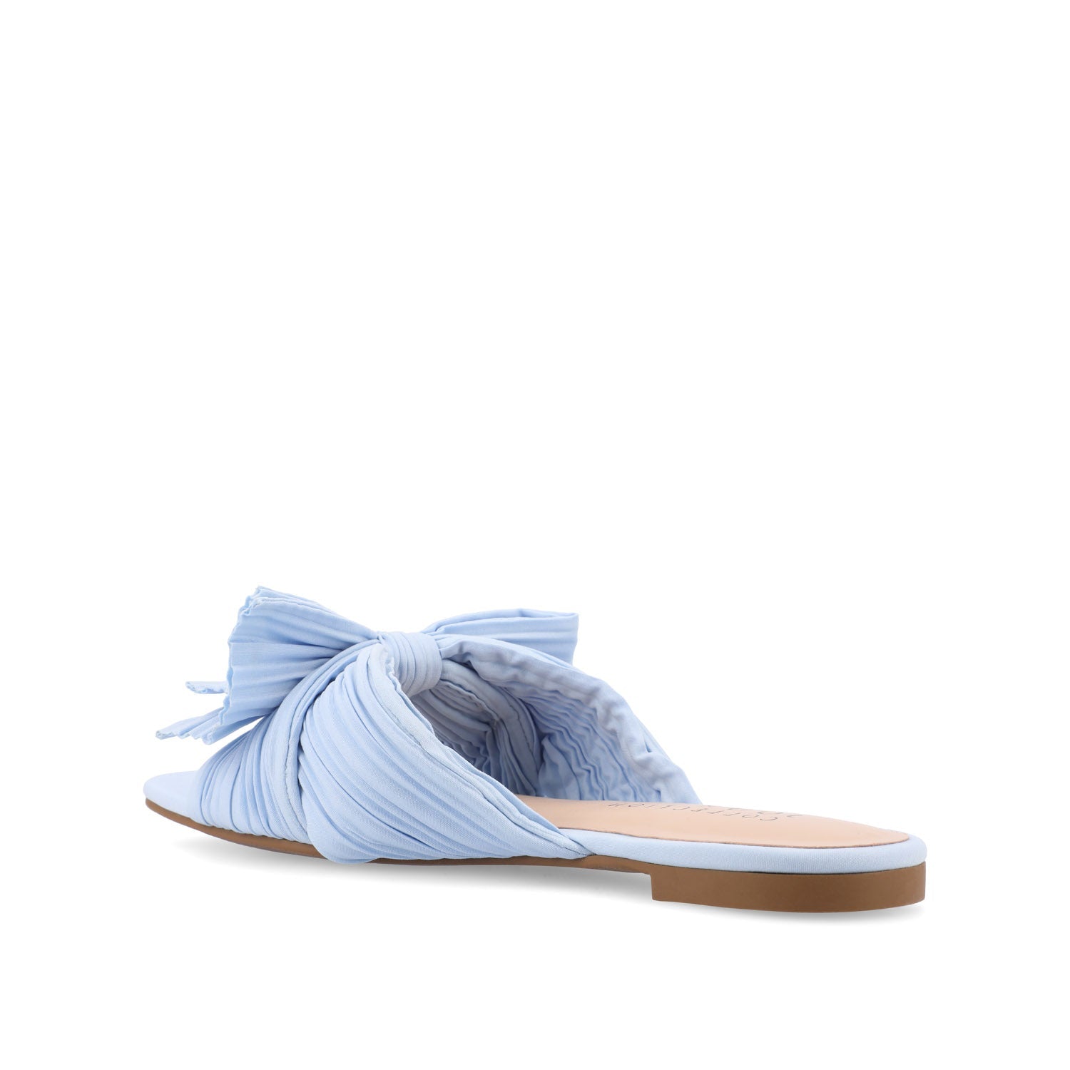 SERLINA PLEATED SLIDE SANDALS IN WIDE - Light Blue