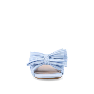 SERLINA PLEATED SLIDE SANDALS IN FOIL - Light Blue