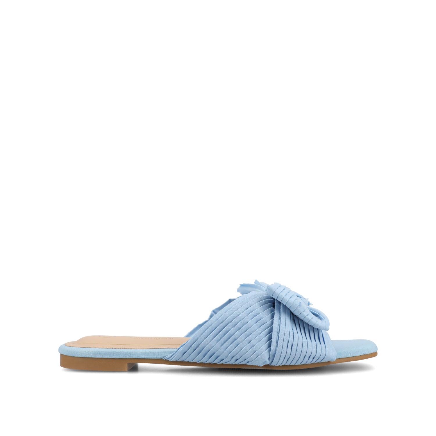 SERLINA PLEATED SLIDE SANDALS IN WIDE - Light Blue