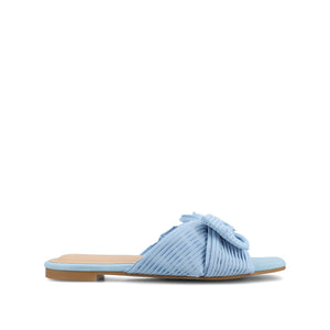 SERLINA PLEATED SLIDE SANDALS IN FOIL - Light Blue