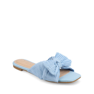 SERLINA PLEATED SLIDE SANDALS IN WIDE - Light Blue