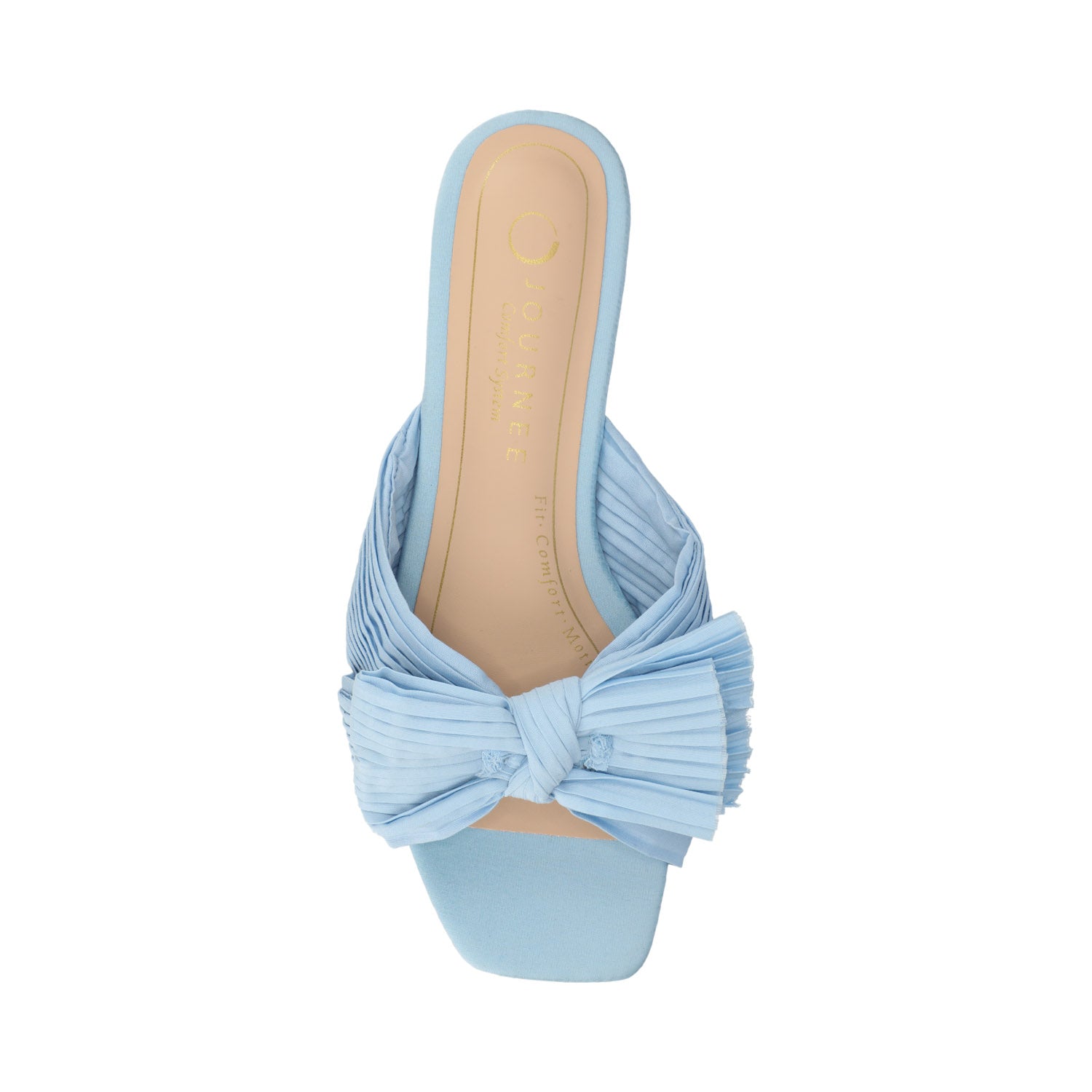 SERLINA PLEATED SLIDE SANDALS IN WIDE - Light Blue
