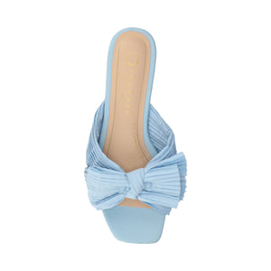 SERLINA PLEATED SLIDE SANDALS IN FOIL - Light Blue