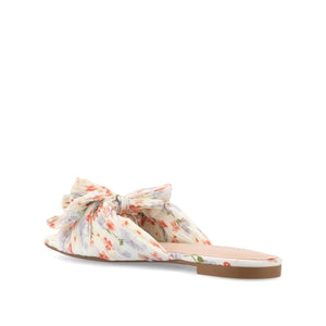 SERLINA PLEATED SLIDE SANDALS IN WIDE - Light Floral Fabric