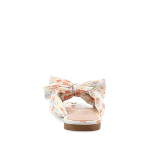 SERLINA PLEATED SLIDE SANDALS IN WIDE - Light Floral Fabric