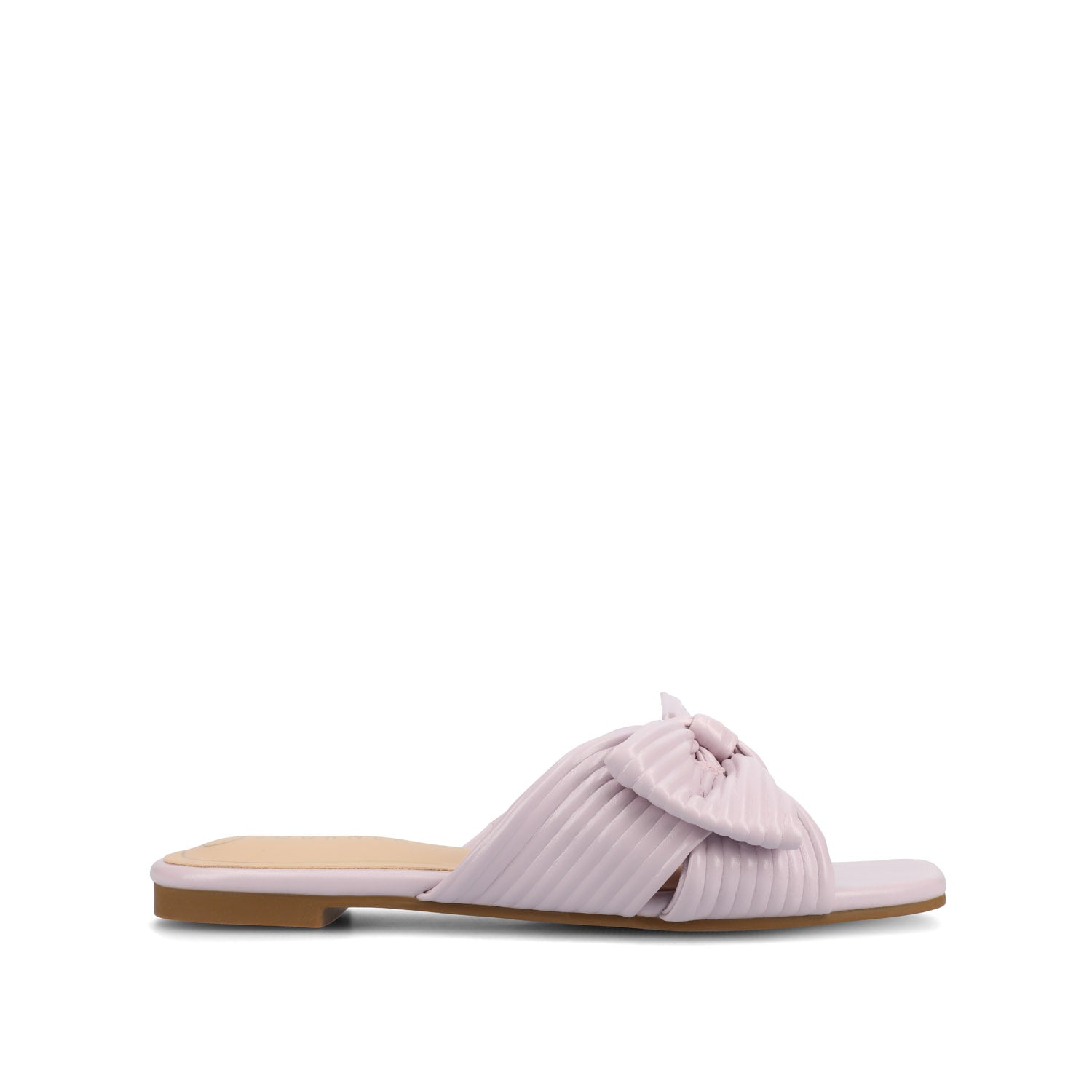 SERLINA PLEATED SLIDE SANDALS IN FOIL - Lilac