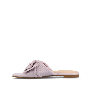SERLINA PLEATED SLIDE SANDALS IN FOIL - Lilac