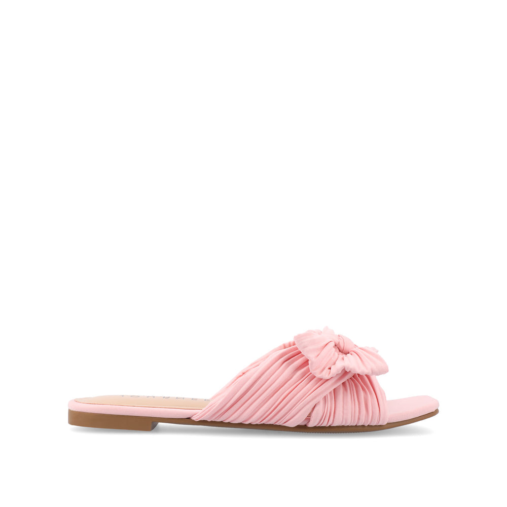 SERLINA PLEATED SLIDE SANDALS IN FOIL