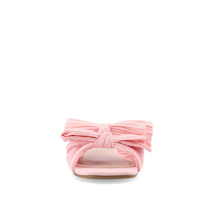 SERLINA PLEATED SLIDE SANDALS IN FOIL - Pink