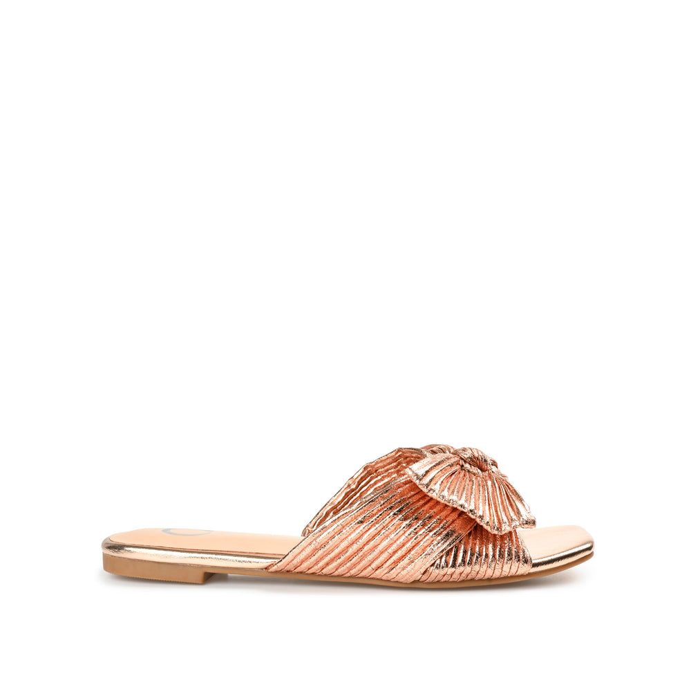 SERLINA PLEATED SLIDE SANDALS IN FOIL